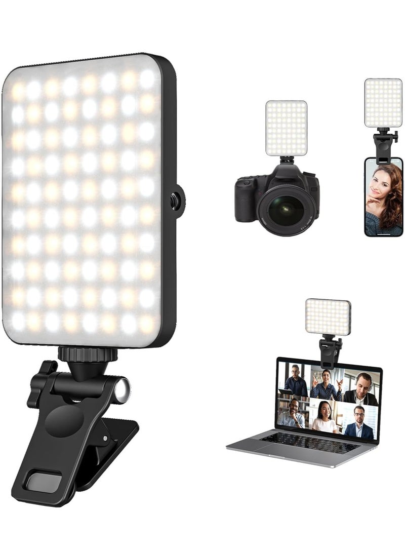LED Selfie Light with 60 LEDs, 2200mAh Rechargeable Cell Phone Fill Light – Adjustable RGB 2500K-6500K, 360° Clip-on Light for Phone/Tablet/Laptop Camera, 3 Lighting Modes – Perfect for TikTok, Photography, Vlogging & Live Streaming