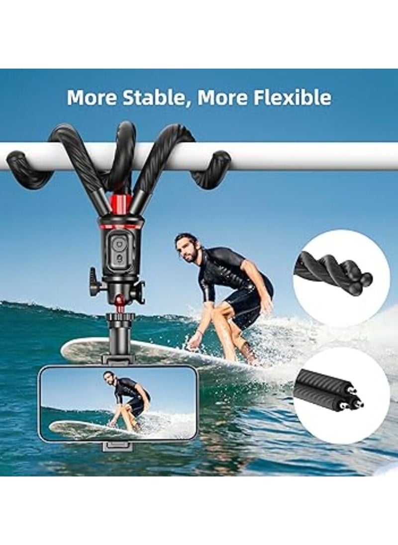 Flexible Camera Tripod – Extendable Cell Phone Tripod Stand with Wireless Remote, 360° Rotation, Adjustable Height, Sturdy Design – Perfect for Vlogging, Photography, and Video Recording