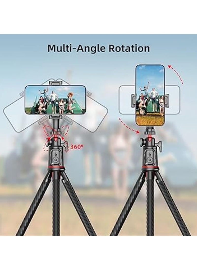 Flexible Camera Tripod – Extendable Cell Phone Tripod Stand with Wireless Remote, 360° Rotation, Adjustable Height, Sturdy Design – Perfect for Vlogging, Photography, and Video Recording