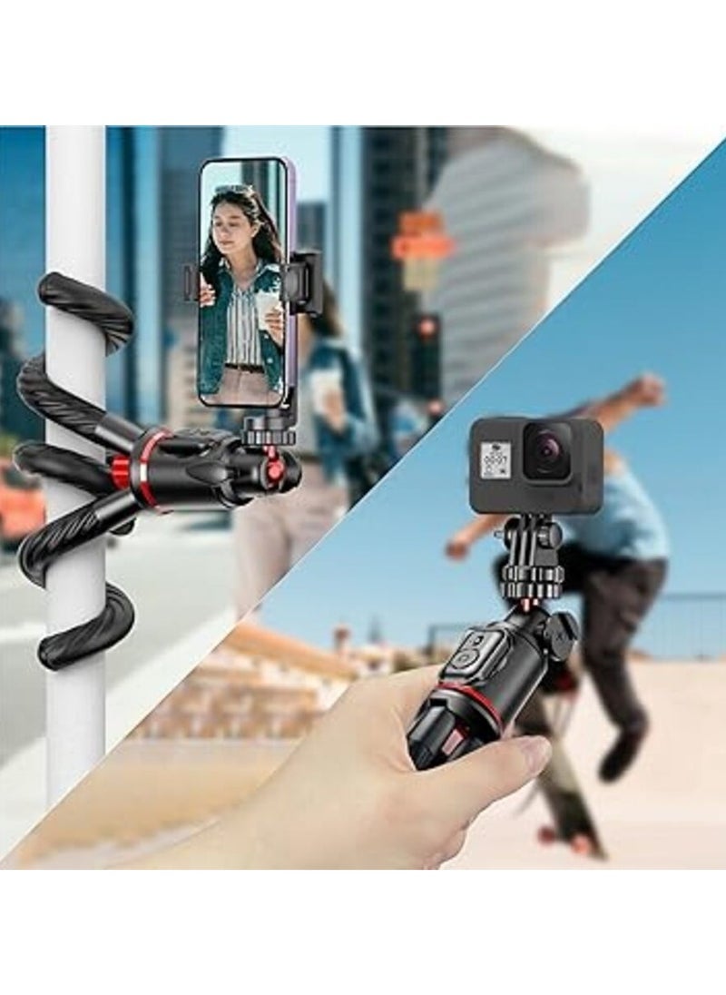Flexible Camera Tripod – Extendable Cell Phone Tripod Stand with Wireless Remote, 360° Rotation, Adjustable Height, Sturdy Design – Perfect for Vlogging, Photography, and Video Recording