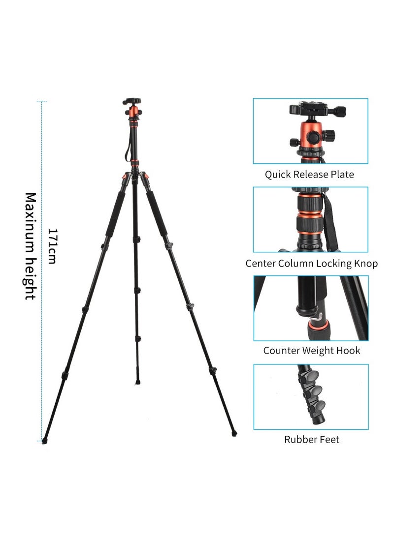 1.7m Professional SLR Camera Tripod Outdoor Mobile Phone Photography Stand Aluminum Alloy Monopod Reverse Stand