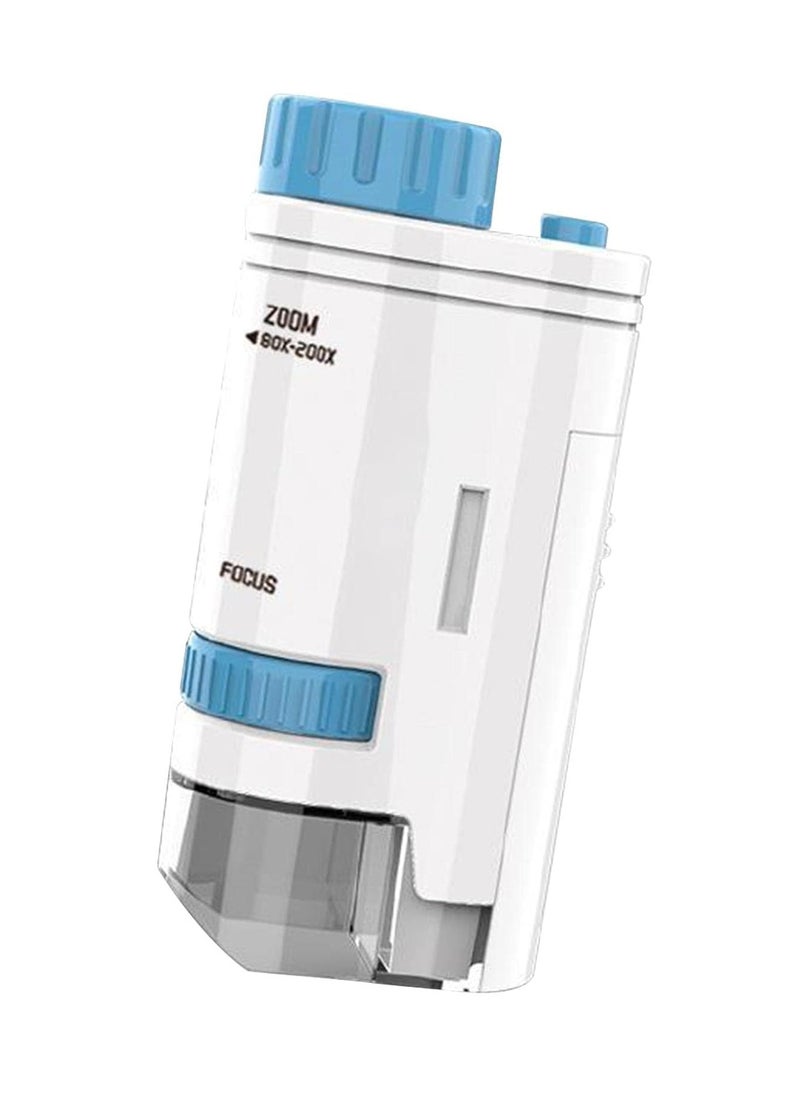 Illumination microscope, 80x-200x zoom mini microscope, portable microscope for children, mini hand magnifying glass with LED illumination for children of science students