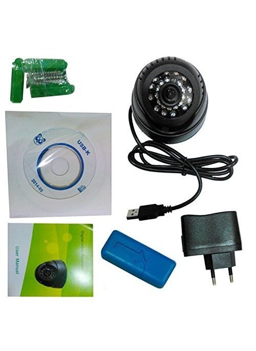 Flipco CCTV Dome 24 IR Night Vision Camera DVR with Memory Card Slot Recording (USB)