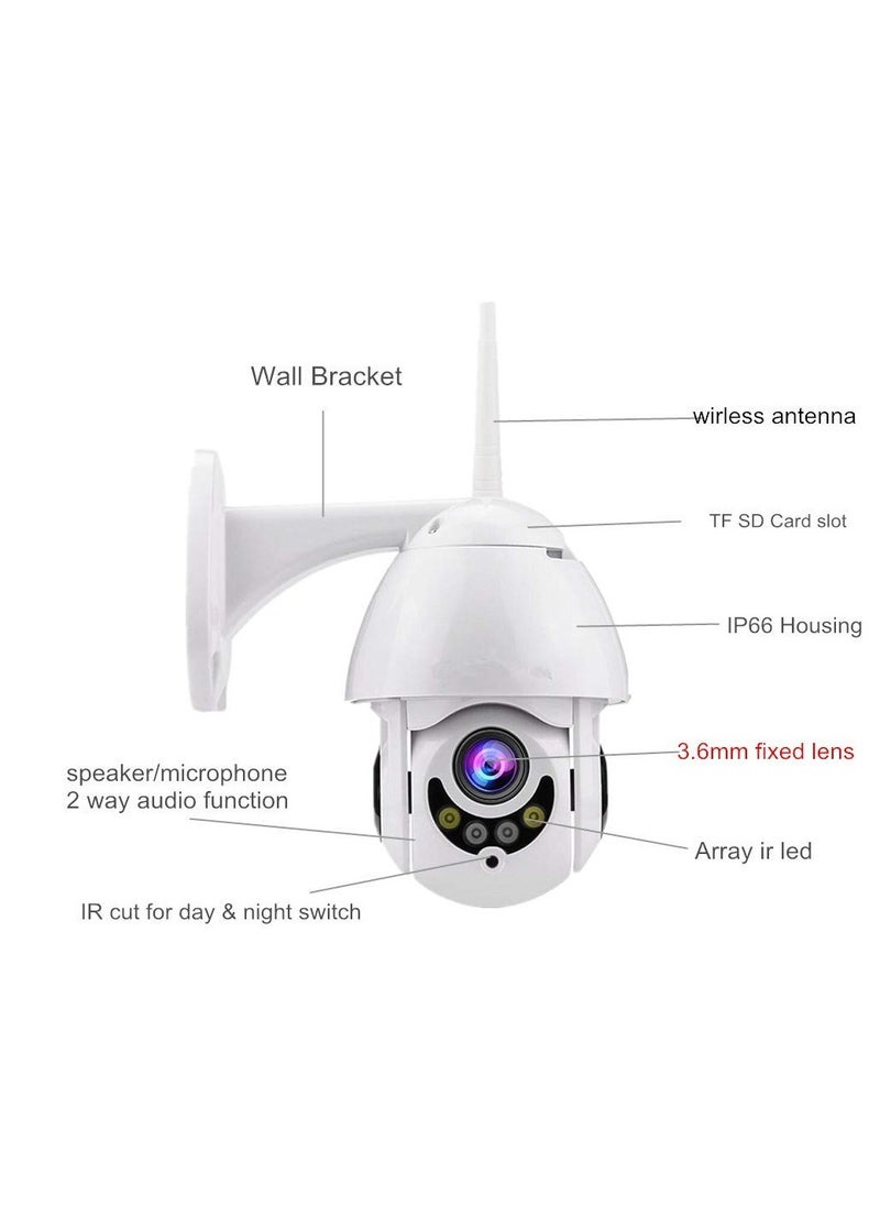 Wireless Outdoor Indoor Security Camera with Night Vision Two Way Audio Motion Detection Waterproof WiFi IP PTZ Surveillance Camera for Home and Business