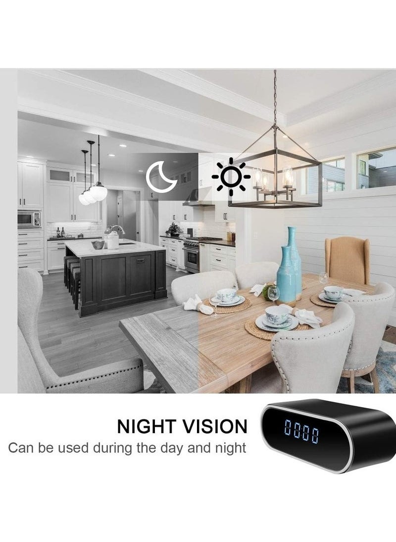 Security Camera with Clock, HD 1080P Indoor WiFi Camera with Night Vision and Motion Detection, Nanny Camera for Home Office, and more.