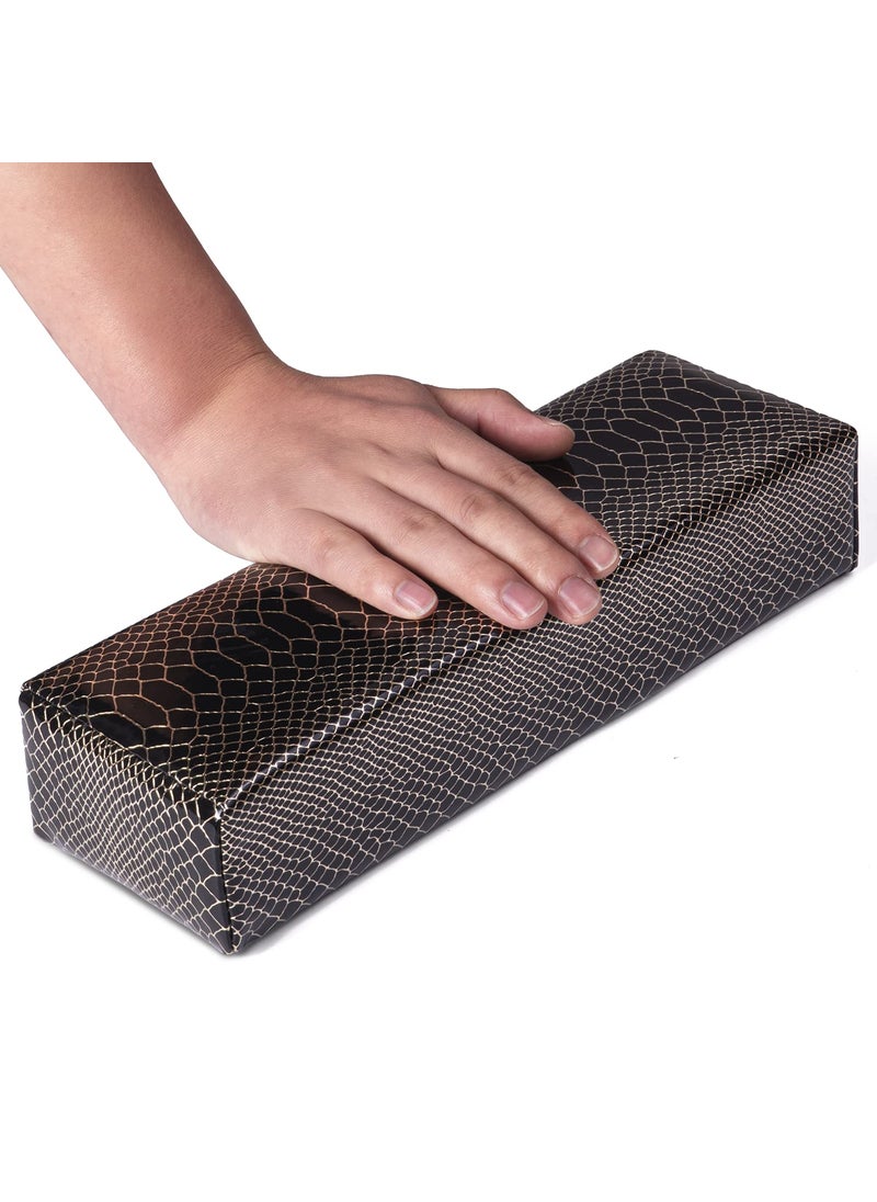 Arm Rest for Nails Easy to Clean Nail Armrest Pillow for Acrylic Nails Sturdy PU Leather Hand Rest Cusion Holder Cute Soft Waterproof for Nail Tech Black