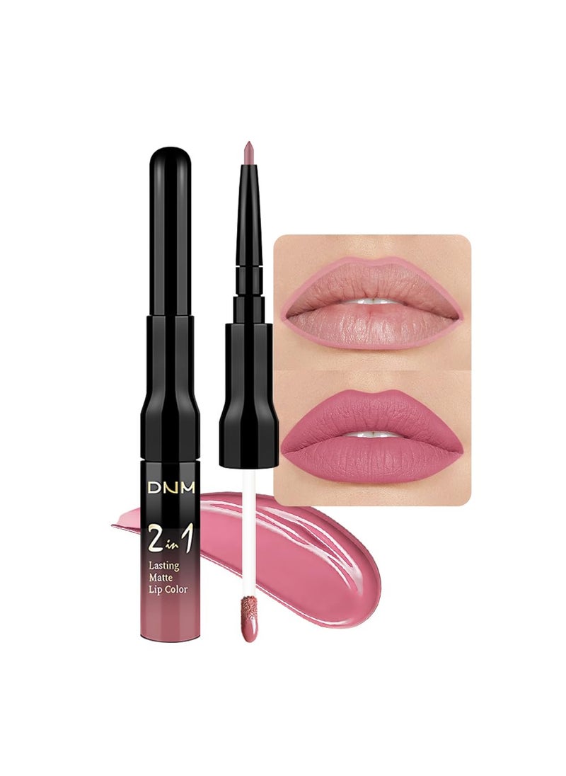 evpct 1Pcs Nude Pink Lip Stain Paint Matte Lip Liner and Lipstick Set Long Lasting Smudge Proof labiales matte mate larga duracion listip 24 hours a prueba de agua mate 24 horas originales,35#