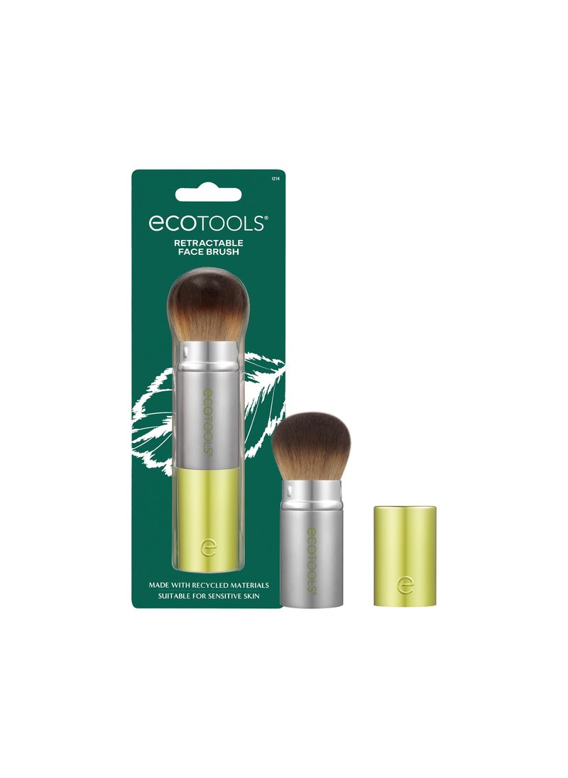 EcoTools Retractable Face Makeup Brush Kabuki Brush for Foundation Blush Bronzer  Powder Travel Friendly  Perfect for On The Go Eco Friendly Synthetic  Cruelty Free Bristles 1 Count