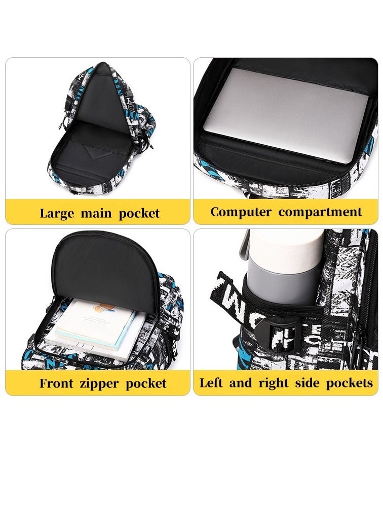 Children's Schoolbag Shark Pattern Printed Backpack Lightweight and Large Capacity 29*42*16cm