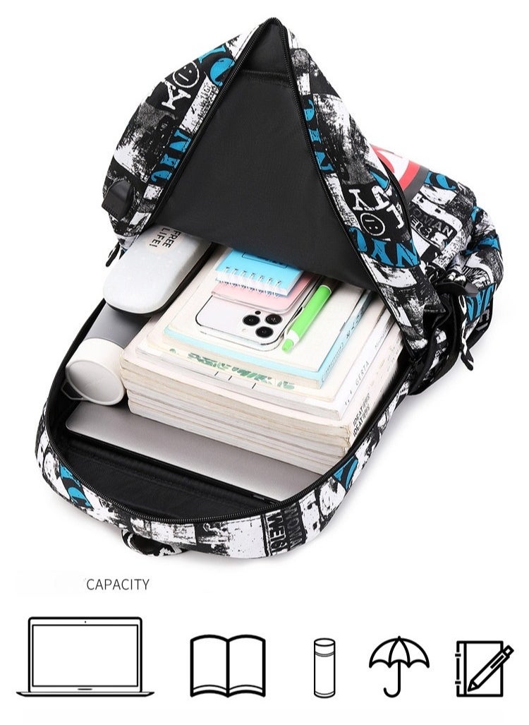 Children's Schoolbag Shark Pattern Printed Backpack Lightweight and Large Capacity 29*42*16cm