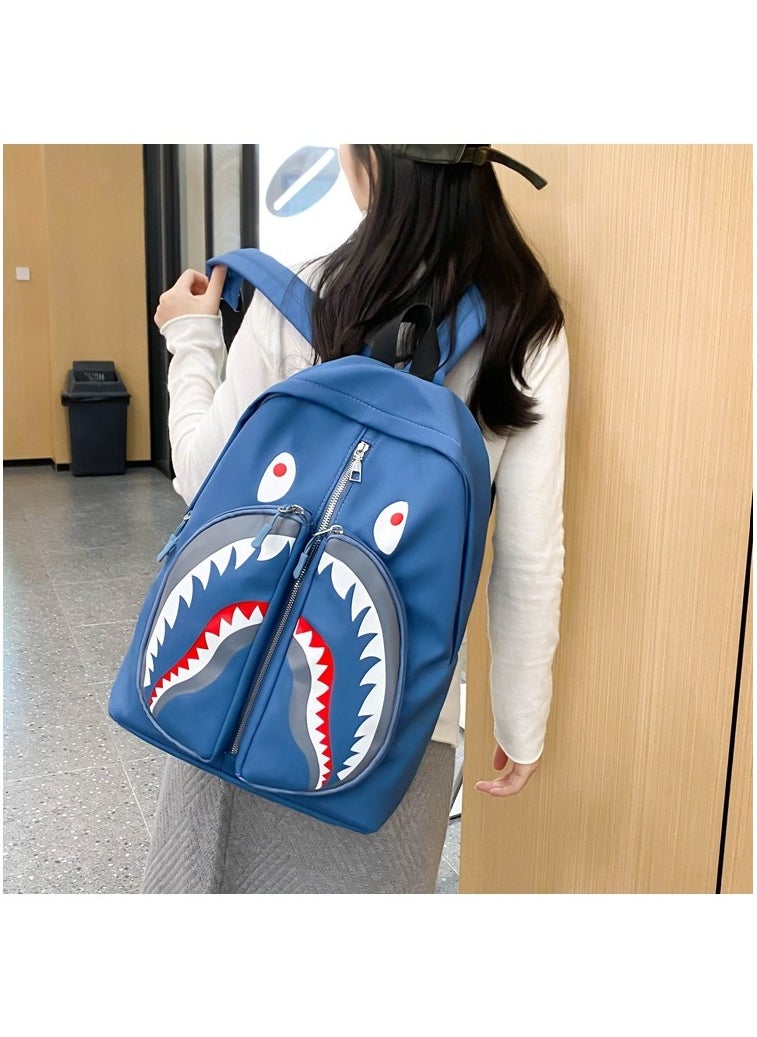 Shark Print Large Capacity Backpack Funny Fashion Casual Backpack High School Student College Student Backpack 31*41*14CM