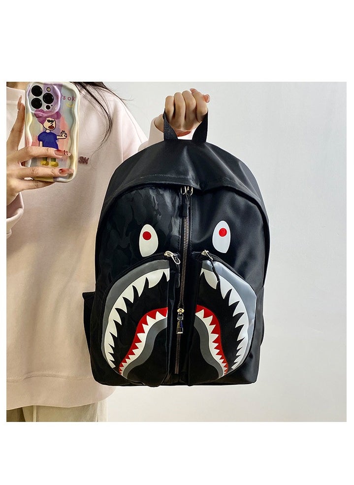 Shark Print Large Capacity Backpack Funny Fashion Casual Backpack High School Student College Student Backpack 31*41*14CM