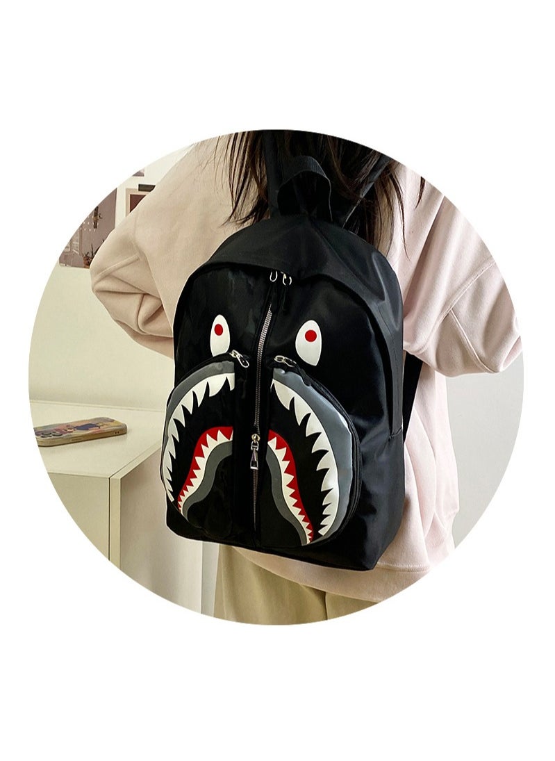Shark Print Large Capacity Backpack Funny Fashion Casual Backpack High School Student College Student Backpack 31*41*14CM