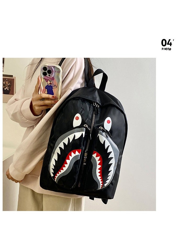 Shark Print Large Capacity Backpack Funny Fashion Casual Backpack High School Student College Student Backpack 31*41*14CM