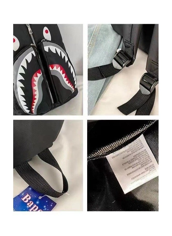 Shark Print Large Capacity Backpack Funny Fashion Casual Backpack High School Student College Student Backpack 31*41*14CM