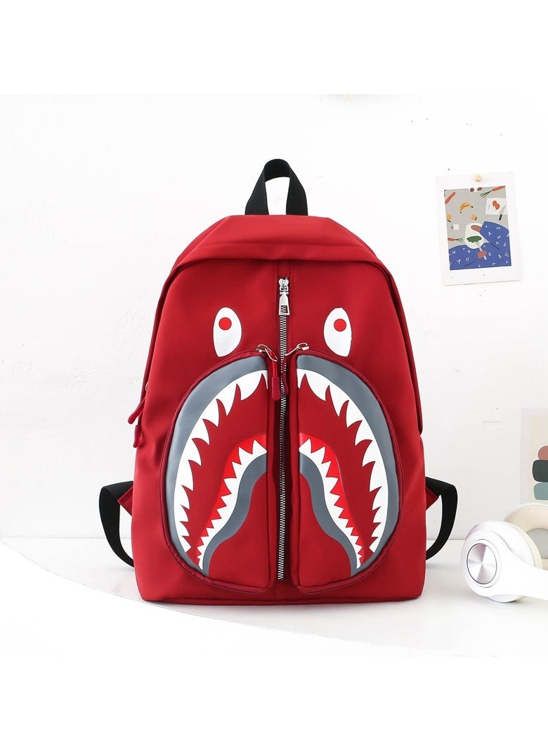 Shark Print Large Capacity Backpack Funny Fashion Casual Backpack High School Student College Student Backpack 31*41*14CM