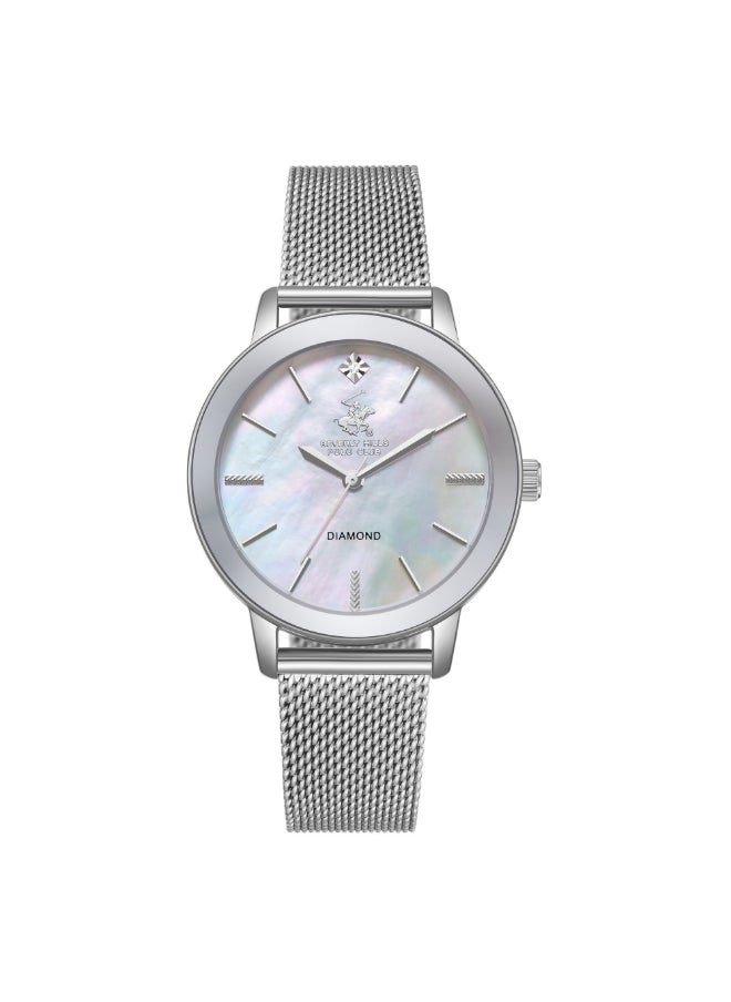 BEVERLY HILLS POLO CLUB BP3734C.320 Women Analog Display Watch & Mesh Strap Silver