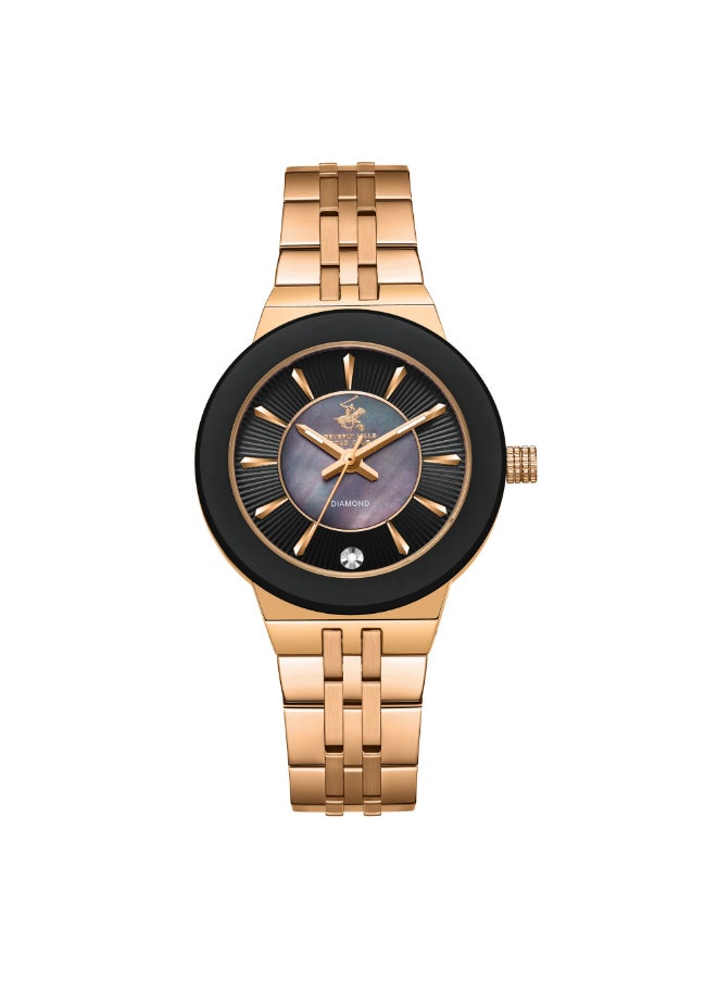 BEVERLY HILLS POLO CLUB BP3689X.450 Women Analog Display Watch & Metal Strap Rose Gold