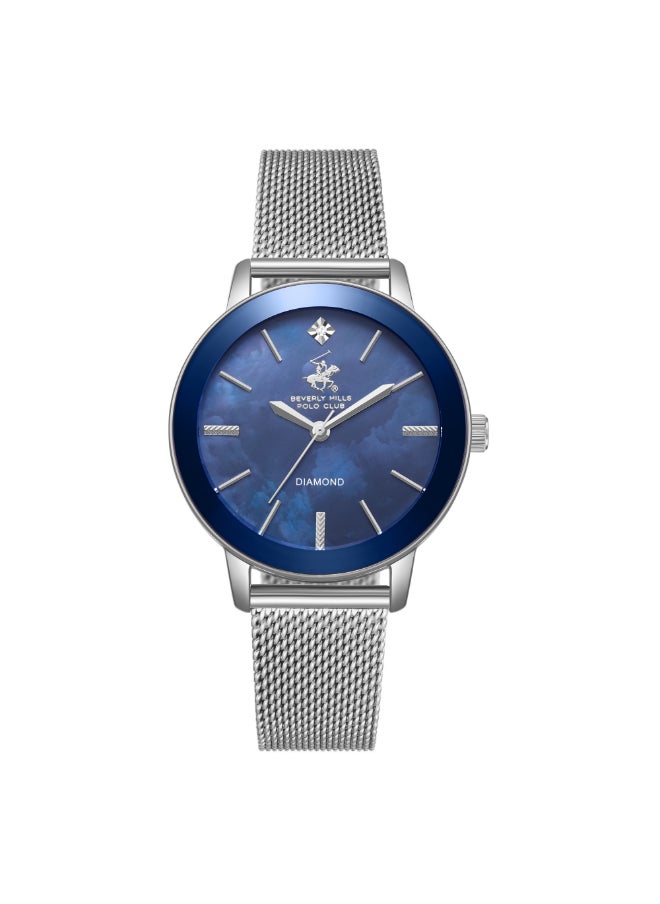 BEVERLY HILLS POLO CLUB BP3734C.390 Women Analog Display Watch & Mesh Strap Silver