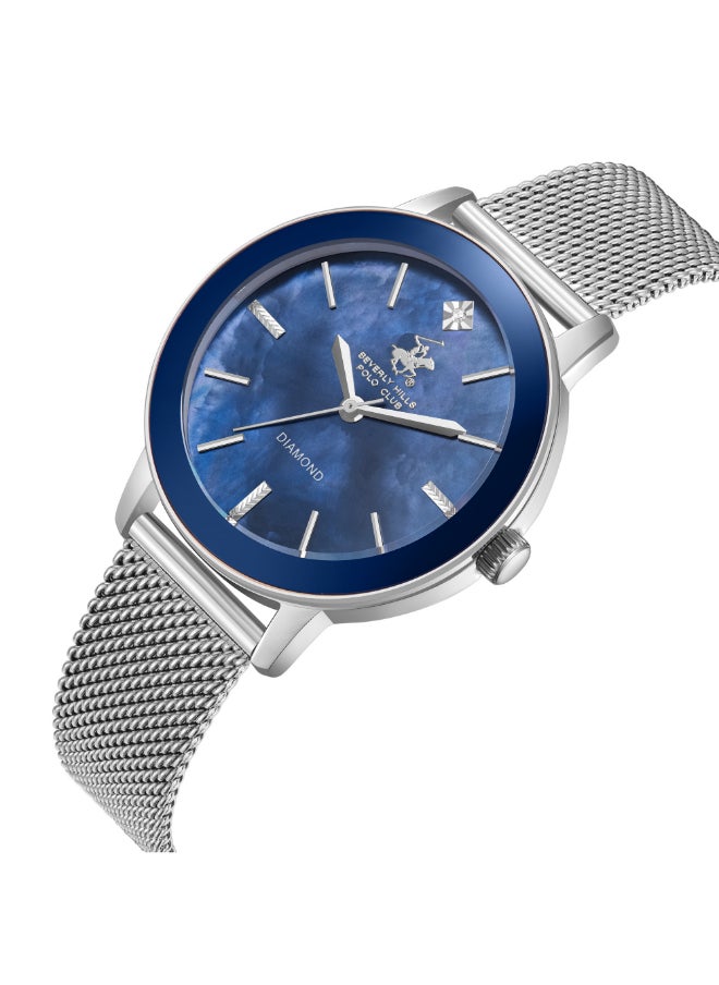 BEVERLY HILLS POLO CLUB BP3734C.390 Women Analog Display Watch & Mesh Strap Silver