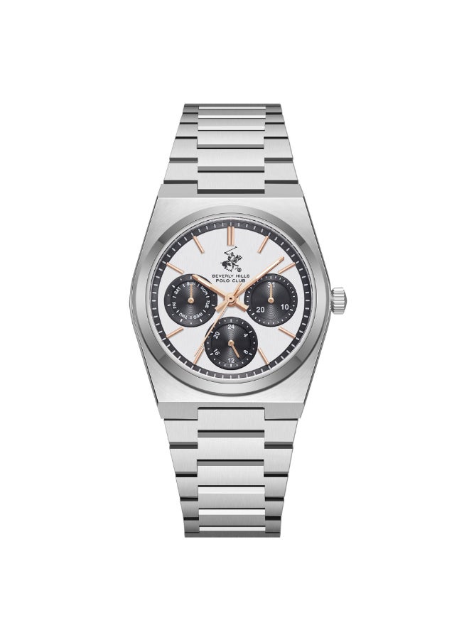 BEVERLY HILLS POLO CLUB BP3754X.330 Women Multi Function Display Watch & Metal Strap Silver