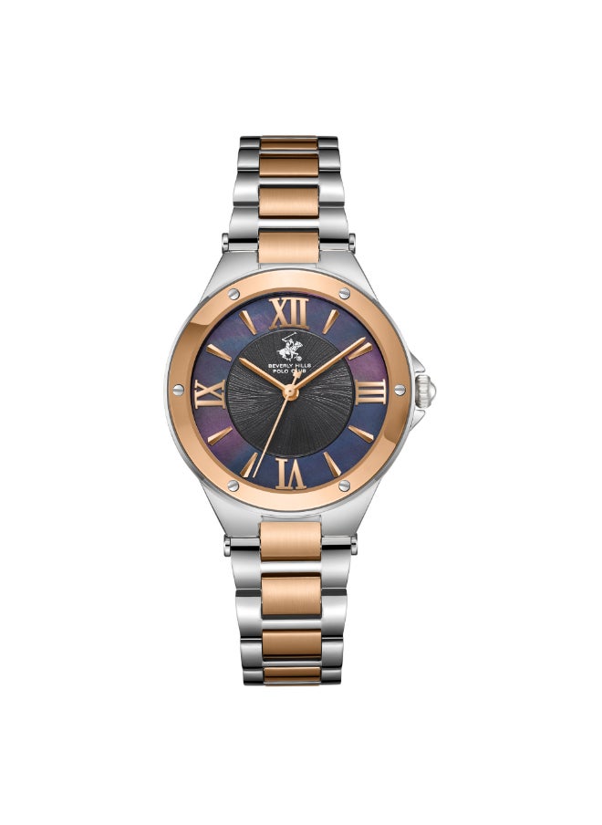 BEVERLY HILLS POLO CLUB BP3740C.560 Women Analog Display Watch & Metal Strap Silver/Rose Gold