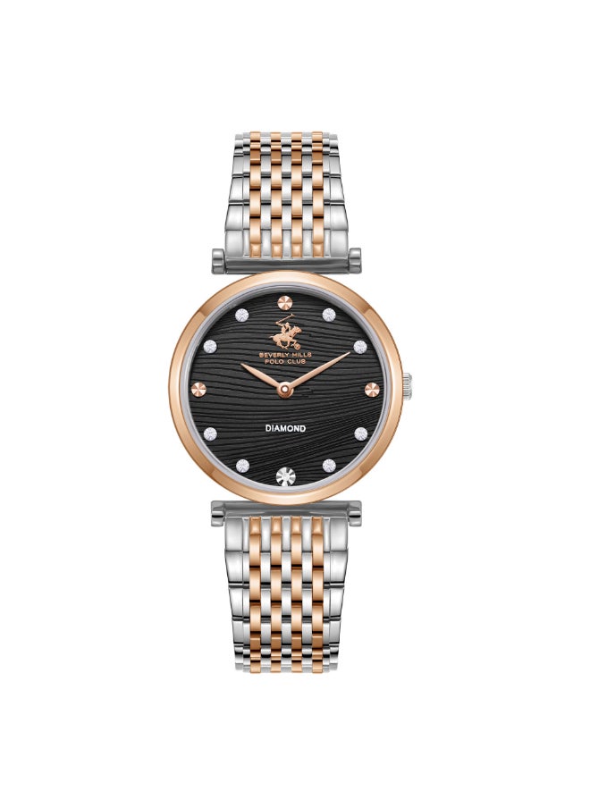 BEVERLY HILLS POLO CLUB BP3737X.560 Women Analog Display Watch & Metal Strap Silver/Rose Gold