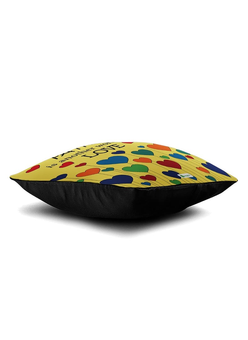 Indigifts Micro Satin Decorative Cushion Cover with Filler Gifts for Father (Yellow,12x12 inches)