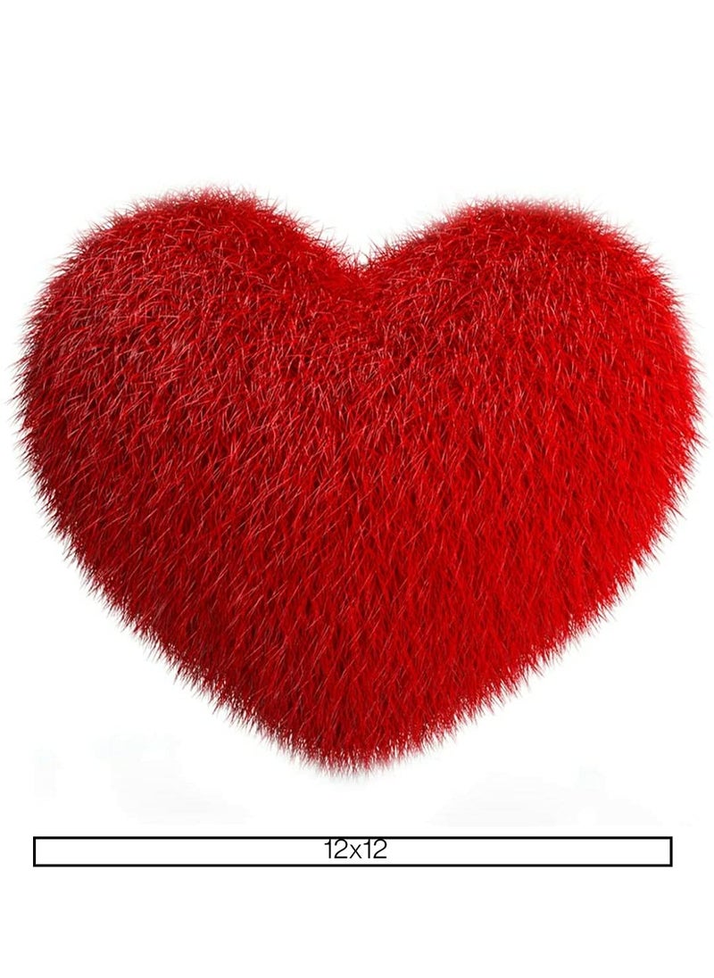 Yo Comfort Fur Heart Shape Pillows Cushion Fillers Valentine Day Love Ultra Soft Pillow Gifts for Girlfriend, Wife. (12 X 12 Inch, Red, 2)