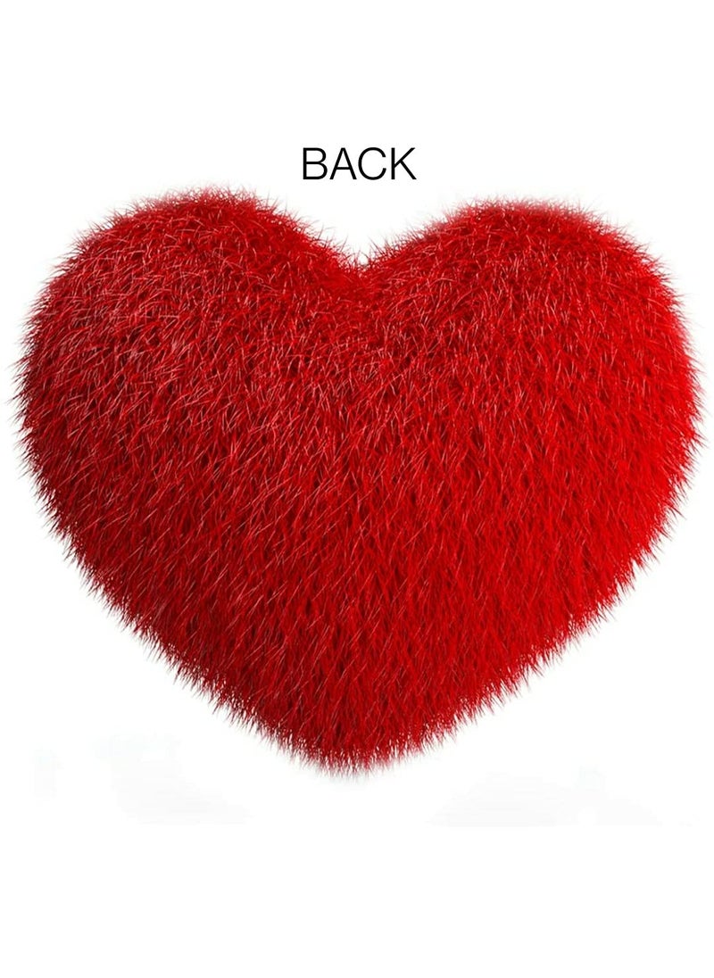 Yo Comfort Fur Heart Shape Pillows Cushion Fillers Valentine Day Love Ultra Soft Pillow Gifts for Girlfriend, Wife. (12 X 12 Inch, Red, 2)