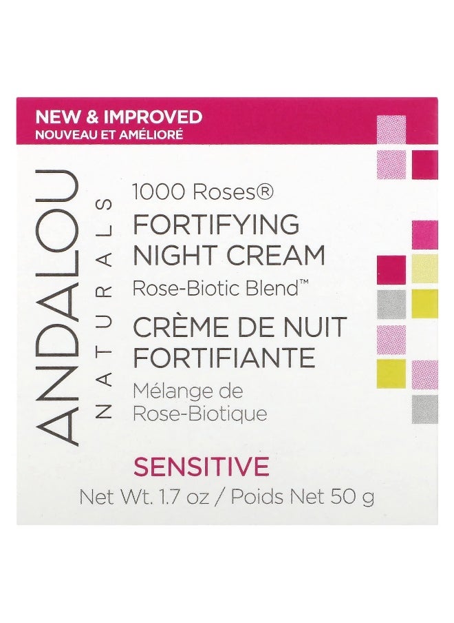 Andalou Naturals, 1000 Roses, Fortifying Night Cream, Sensitive, 1.7 oz (50 g)