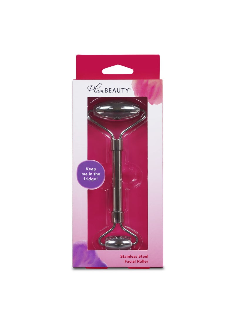 Plum Beauty Stainless Steel Roller for Face - Improves Skin Tone and Blood Circulation - Skin Care Face Roller Reduces Under-Eye Puffiness and Dark Circles