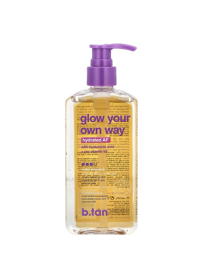 b.tan, Glow Your Own Way, Hydrated AF, Gradual Face + Body Gel, 8 fl oz (236 ml)