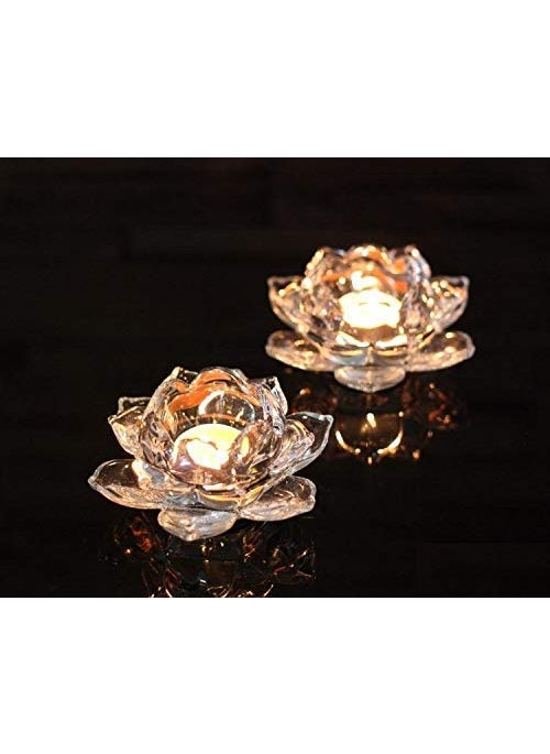 Bamby Lotus Shape Tea Light Holder in Glass