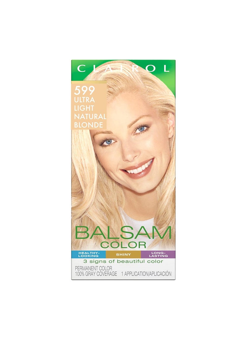 Clairol Balsam Permanent Hair Dye, 599 Ultra Light Natural Blonde Hair Color, Pack of 1