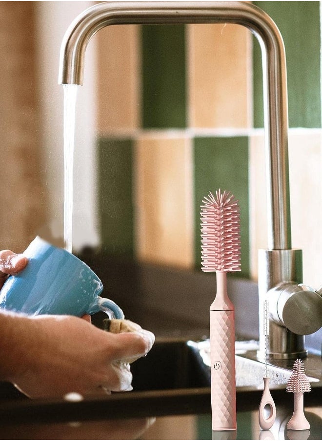 Baby Bottle Cleaner Brush, Electric Baby Bottle Brushes, Silicone Bottle Brush Set, Automatic Bottle Cleaner, for Cleaning Baby Bottle Nipple Straw Glass Cup Thermoses