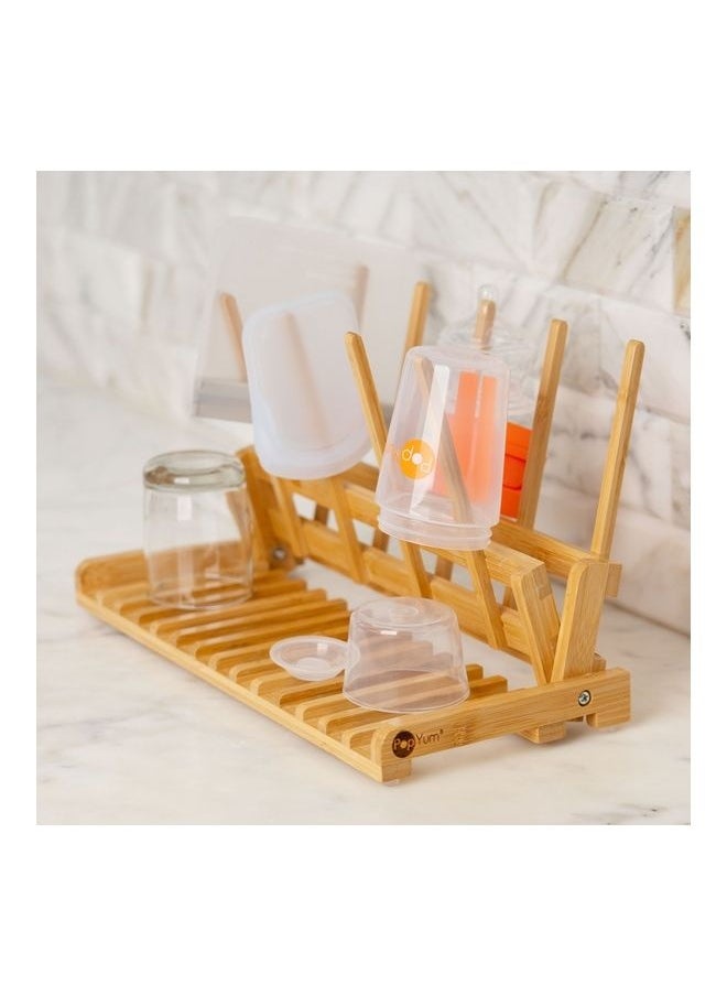 Space Saving Bamboo Drying Rack, Counter Countertop Wood Folding Collapsible For Baby Bottle, Plastic Bag, Cup Glass Silicone Dish Water Bottle Wooden, Compact, Accessories, Kitchen