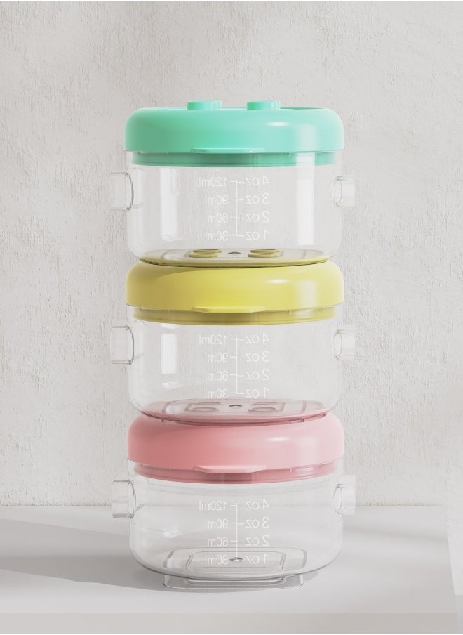 Independent Three-Tier Baby Formula Container: Stackable and Convenient Powder Box, Moisture-Proof Snack Box for Infants and Maternal Care