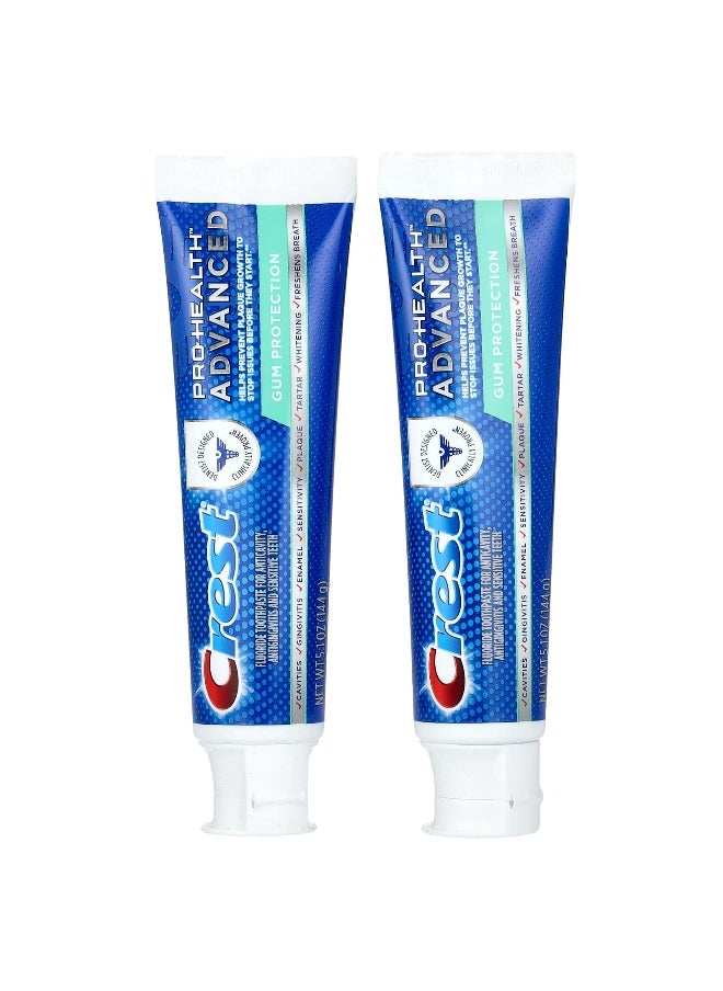 Crest, Pro Health Advanced, Fluoride Toothpaste, Gum Protection, 2 Pack, 5.1 oz (144 g) Each