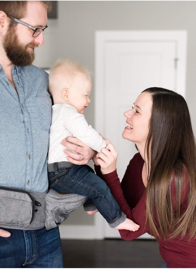 Hip Seat Baby Carrier, Ergonomic Bench Design, Adjustable Waistband, Various Pockets, Newborns to Toddlers up to 44 lbs, All-Seasons Carrier, Grey