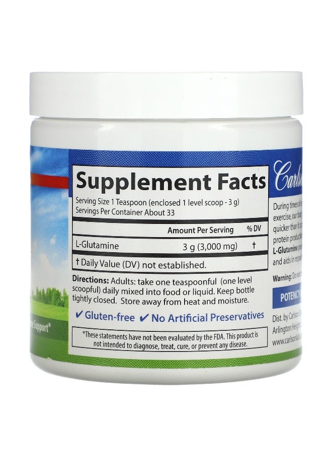 Carlson, L-Glutamine Powder , 3.53 oz (100 g)