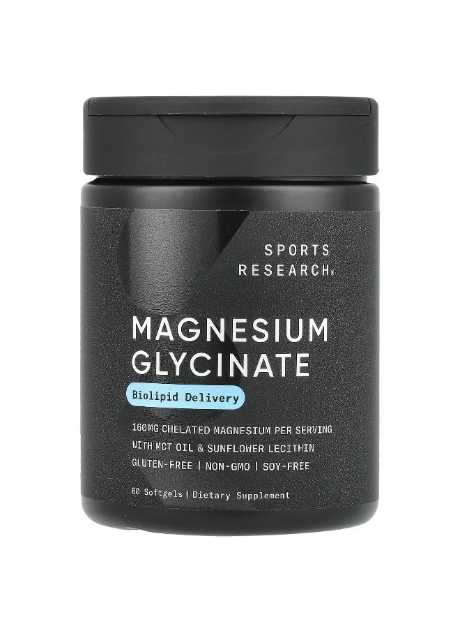 Sports Research, Magnesium Glycinate, 160 mg, 60 Softgels (80 mg per Softgel)