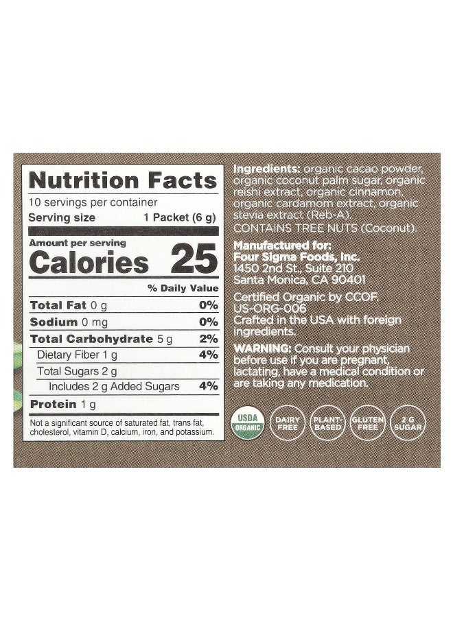 Four Sigmatic, Calm, Organic Cacao Mix with Reishi Mushroom, 10 Packets, 0.21 oz (6 g) Each