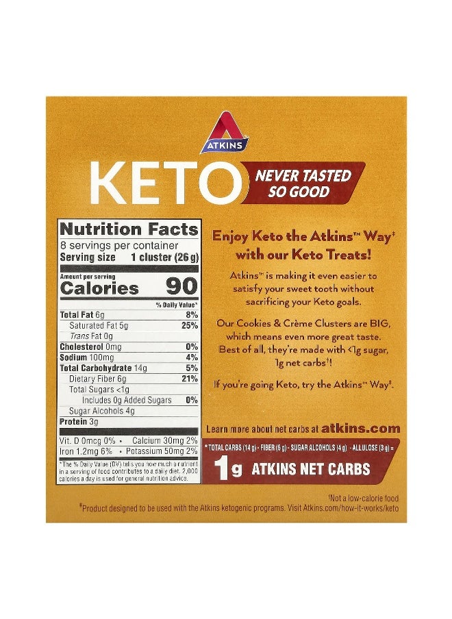 Atkins, Keto Cookies & Creme Clusters, 8 Clusters, 0.92 oz (26 g) Each