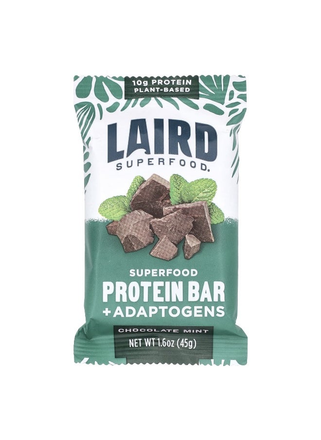 Laird Superfood, Protein Bar + Adaptogens, Chocolate Mint, 10 Bars, 1.6 oz (45 g) Each