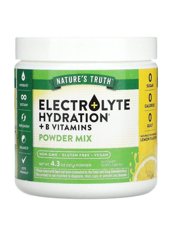 Nature's Truth, Electrolyte Hydration + B Vitamins, Powder Mix, Lemon, 4.3 oz (121 g)