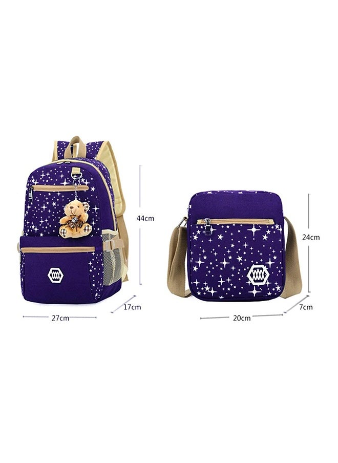 3 Piece Backpack Set Purple/Cream