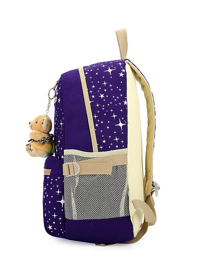 3 Piece Backpack Set Purple/Cream
