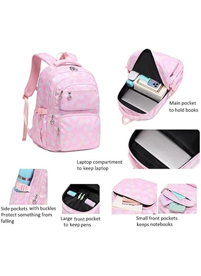 School Backpack Set for Girls Kids Elementary Middle Back Pack Bookbag with Lunch Bag