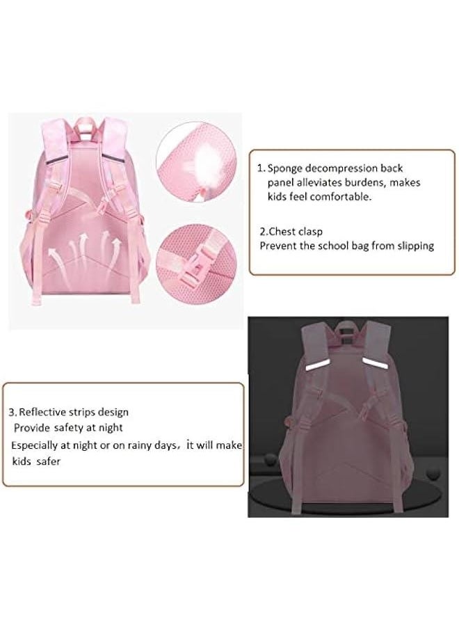 School Backpack Set for Girls Kids Elementary Middle Back Pack Bookbag with Lunch Bag